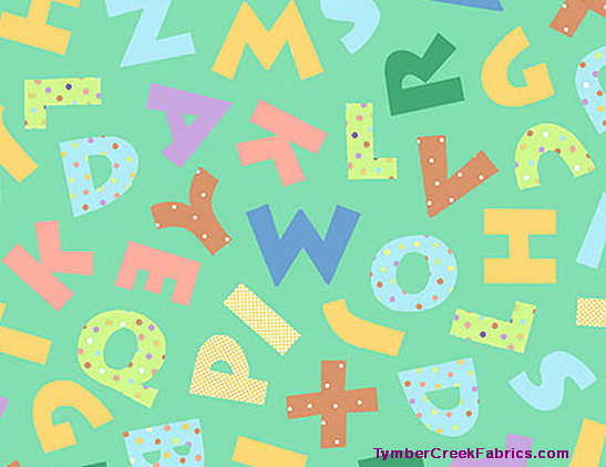 Seek 'N Match I Spy Letters Mint Green Fabric